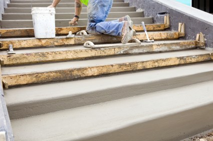 Alpha Stone Masonry mason building cement steps.